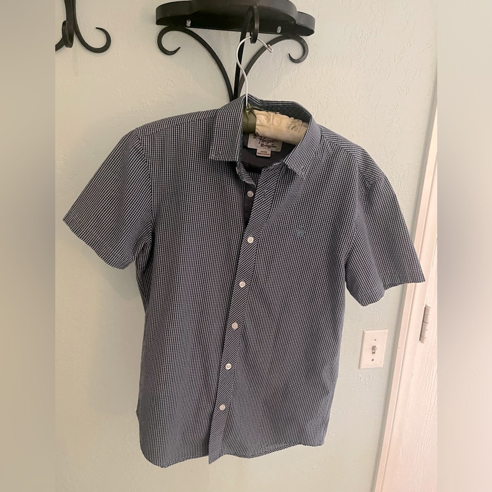 Original Penguin men’s short sleeve plaid button down shirt small slim fit